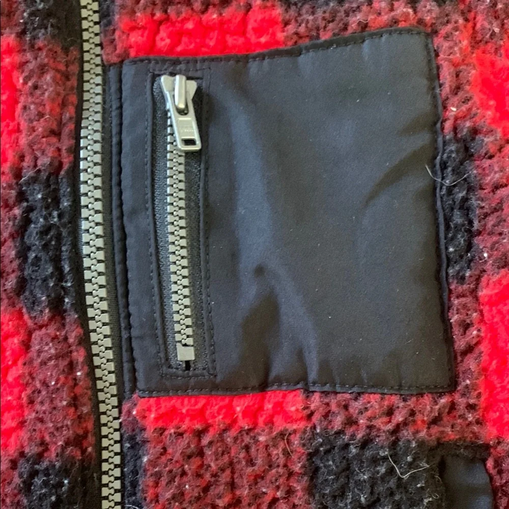 Old Navy Jacket size 12-18 month Unisex Mock Neck Buffalo‎ Plaid Sherpa boy girl